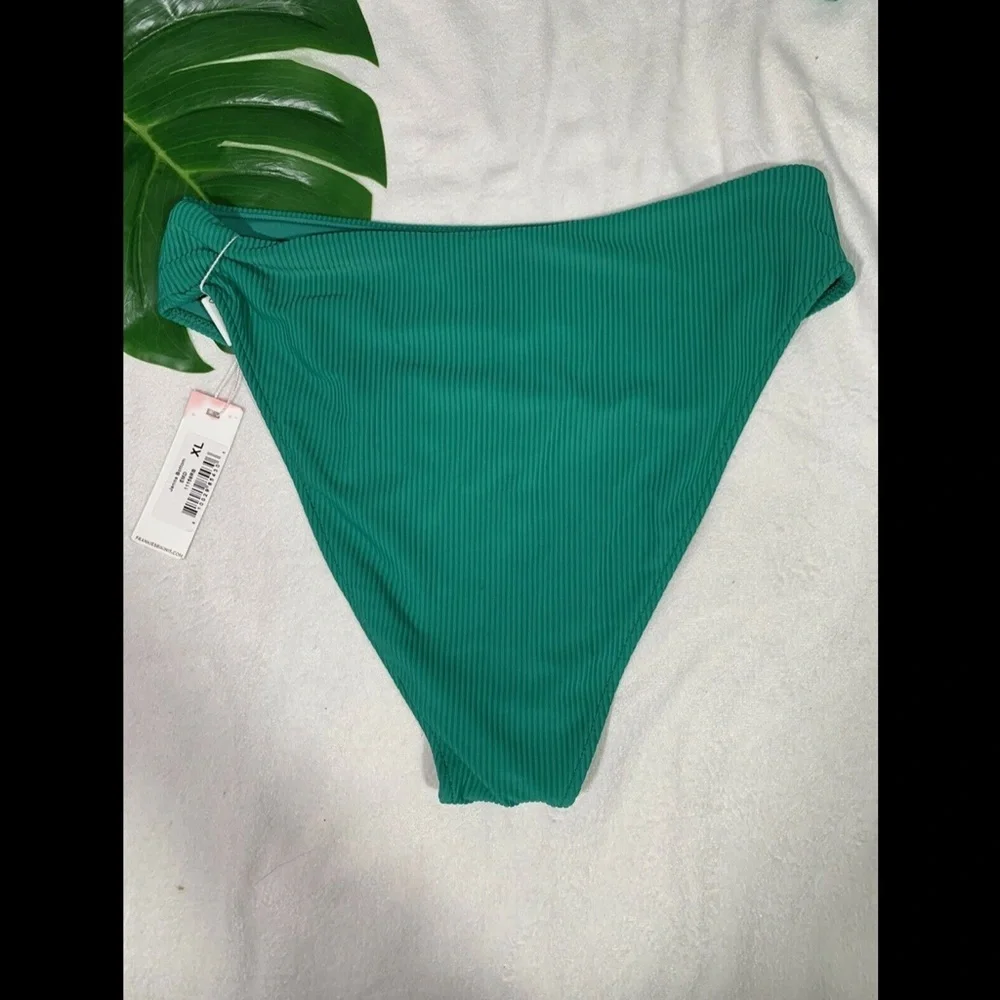 NWT‎ $85 Frankies Bikinis Jenna Ribbed Bikini Bottoms Emerald [ SZ XL ]